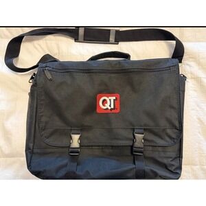 QT Black Messenger Bag Laptop Bag Crossbody Strap Adjustable Buckle Closure *